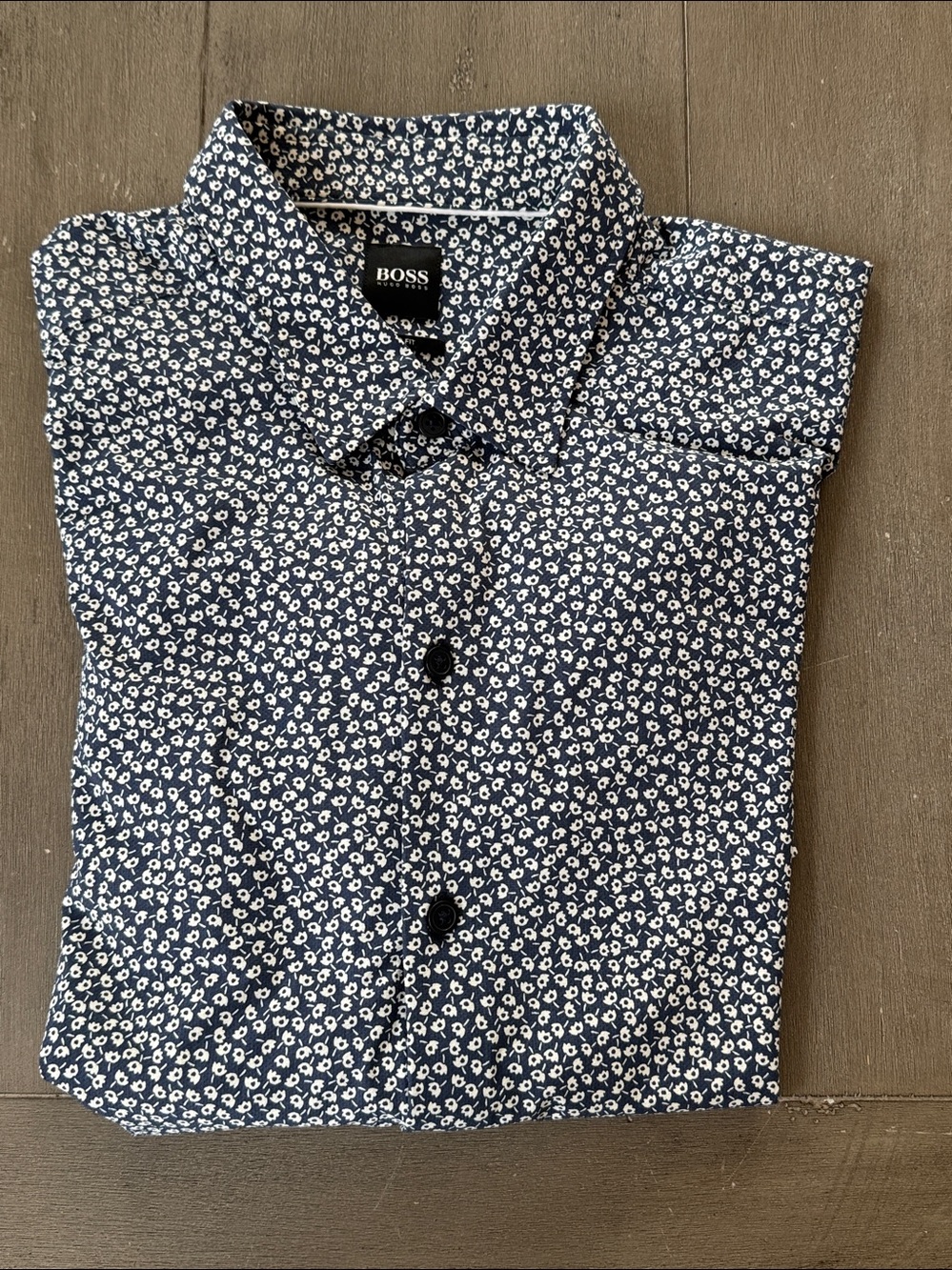 Men’s Boss Navy and White Micro Floral Button-Down Shirt